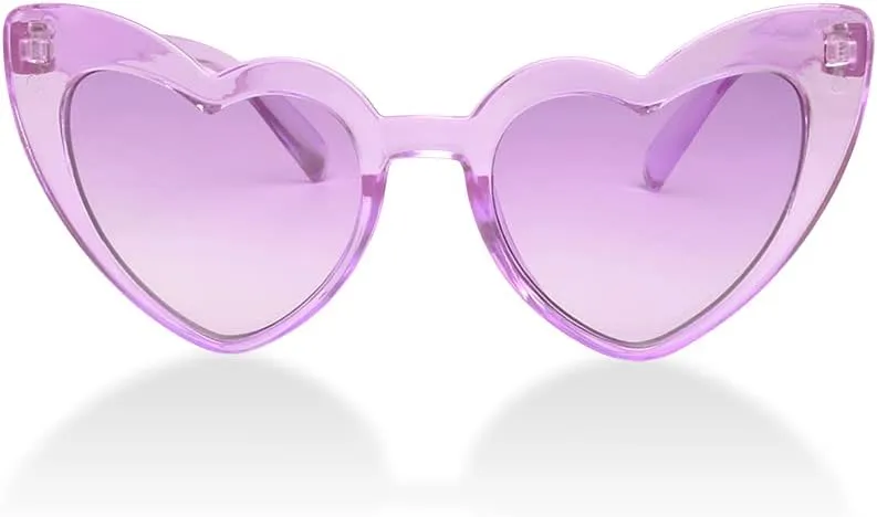 ShadyVEU Dress Up Slim Heart Shaped Shades Candy Colored Transparent Frame Cute Fun Cat Eye Love Kids Sunglasses