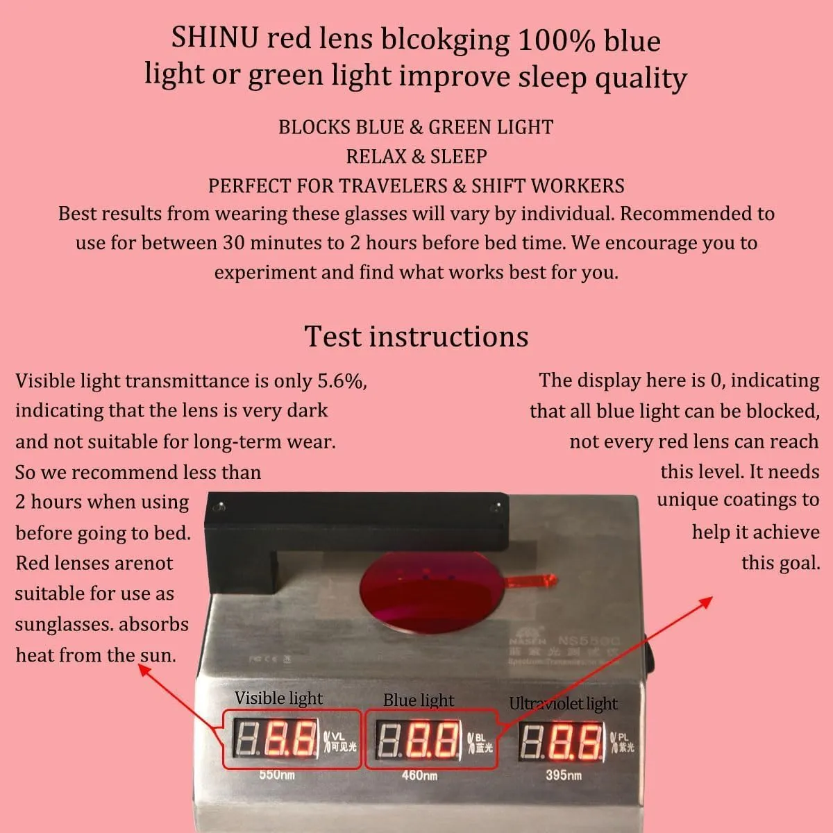 SHINU Blue Light Blocking Computer Glasses Women Frame for Reading Gaming Red Orange Eyeglasses