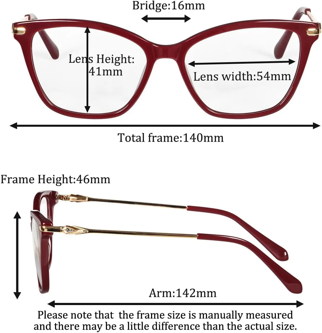 SHINU Blue Light Blocking Computer Glasses Women Frame for Reading Gaming Red Orange Eyeglasses