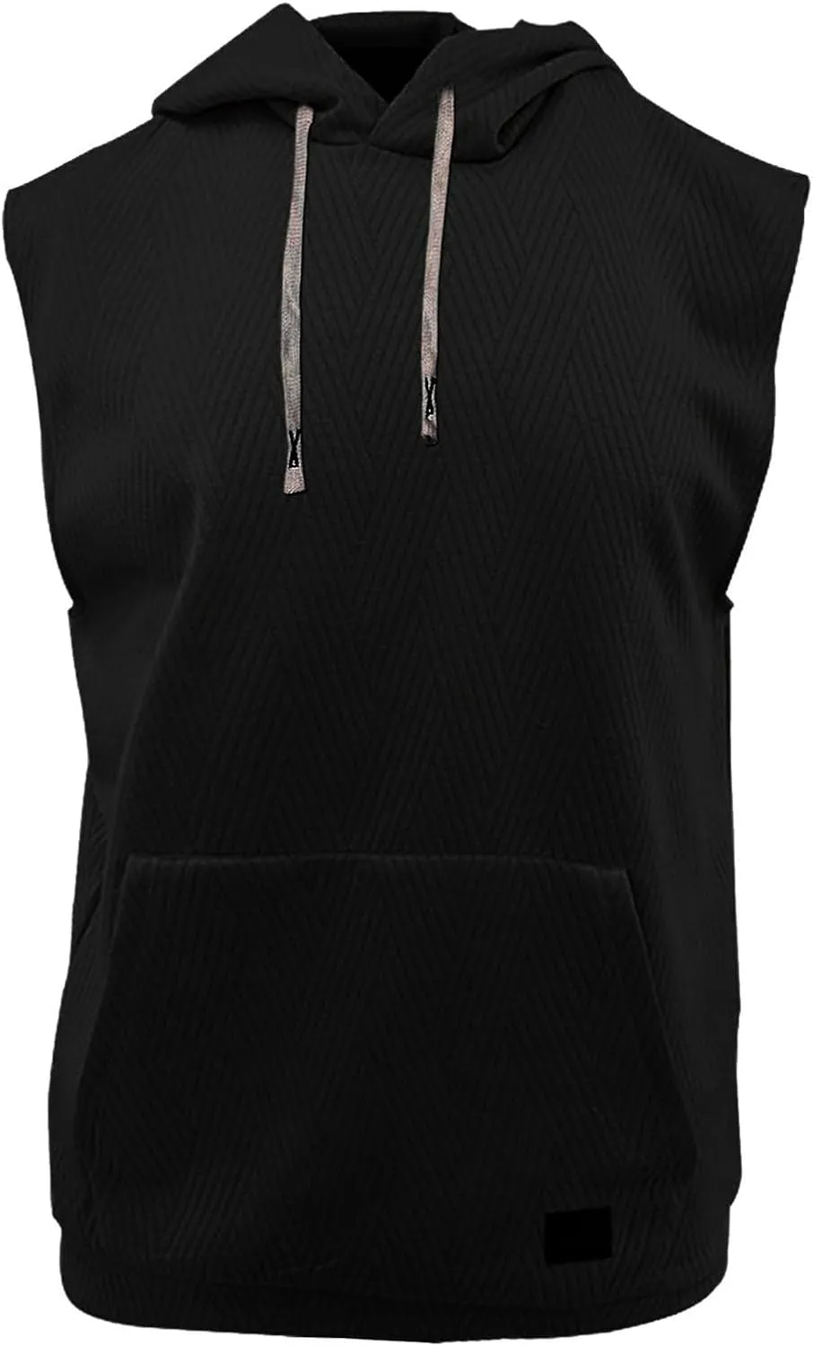 Sleeveless Hoodies for Men Textured Tank Tops 2025 Summer Casual Trendy T Shirts with Pocket Solid Drawstring Hooded