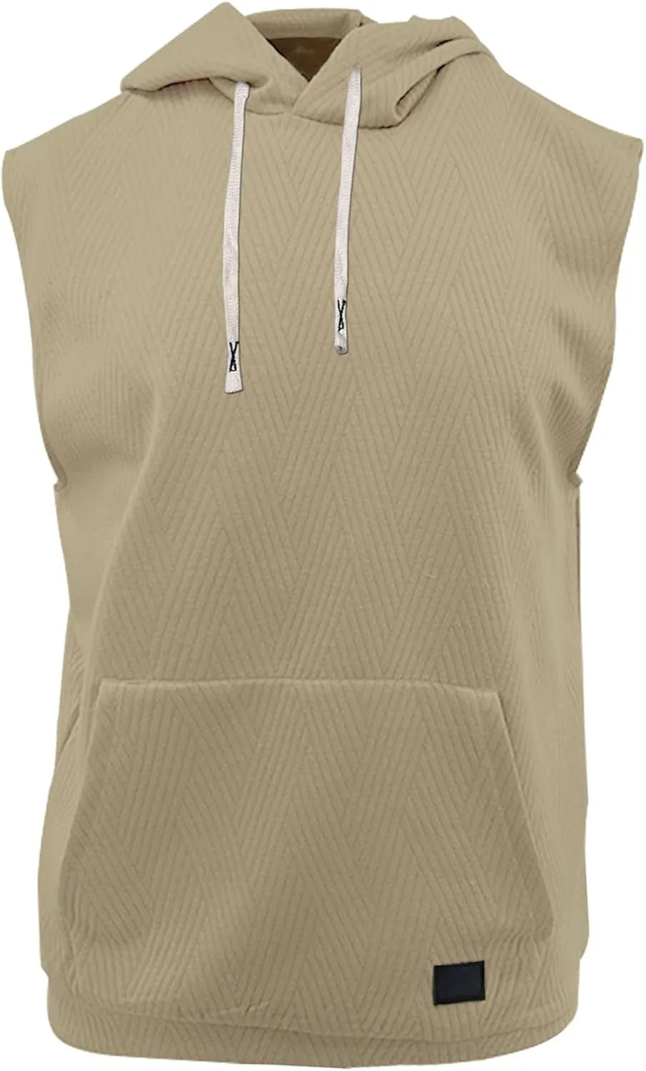 Sleeveless Hoodies for Men Textured Tank Tops 2025 Summer Casual Trendy T Shirts with Pocket Solid Drawstring Hooded