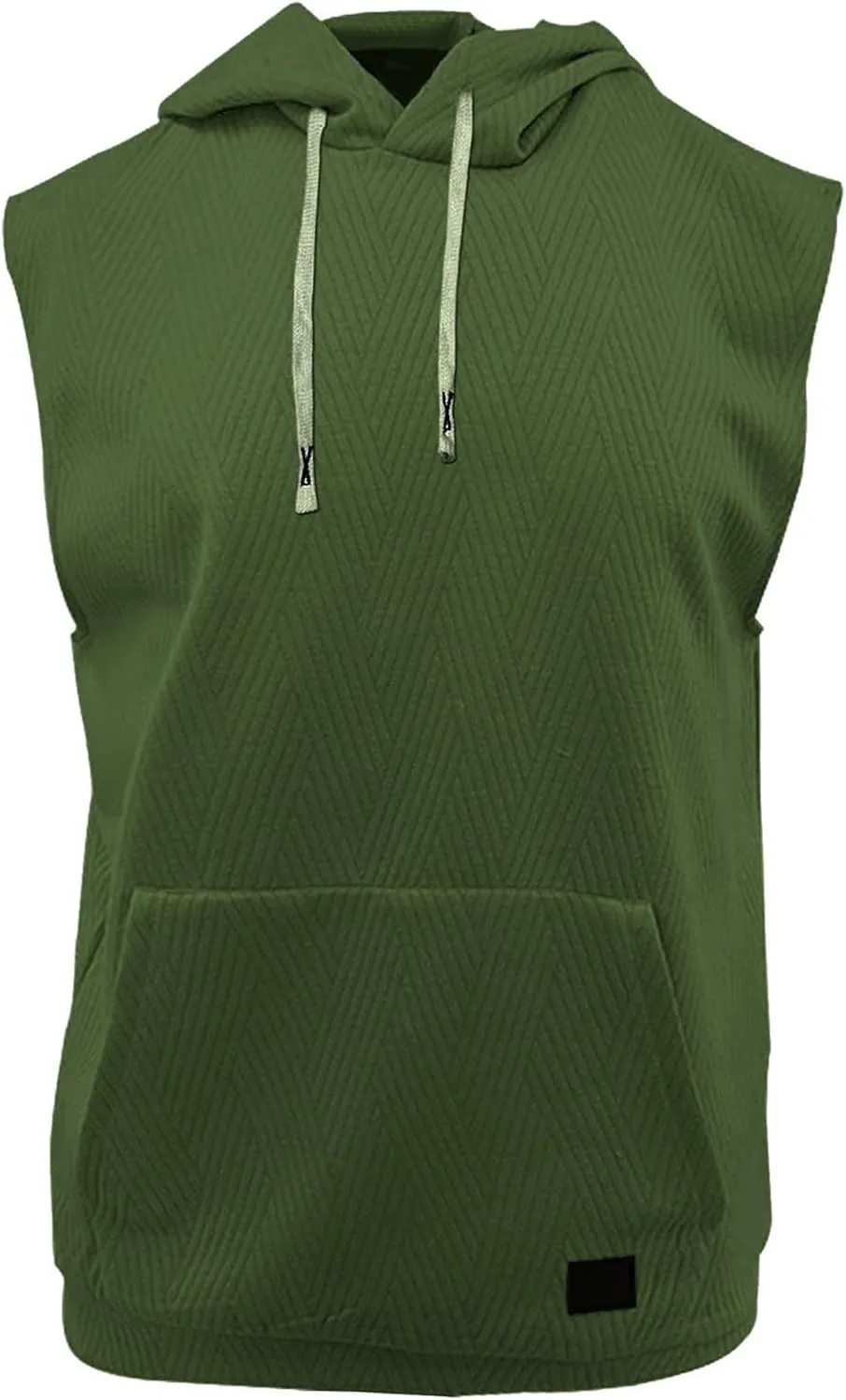 Sleeveless Hoodies for Men Textured Tank Tops 2025 Summer Casual Trendy T Shirts with Pocket Solid Drawstring Hooded