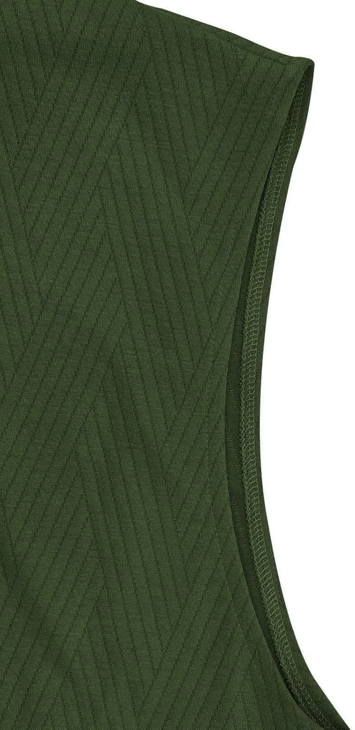 Sleeveless Hoodies for Men Textured Tank Tops 2025 Summer Casual Trendy T Shirts with Pocket Solid Drawstring Hooded