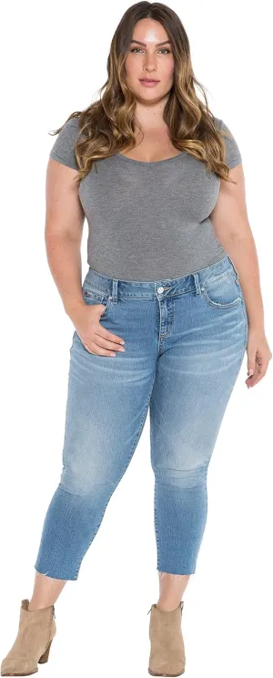Slink - Premium Women's Plus Size Stretch Skinny Crop Jean (Light Blue)