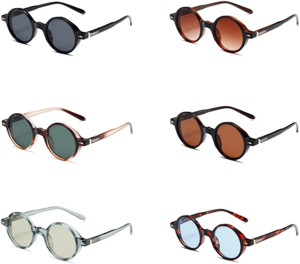 Small Round Glasses Punk Women Sunglasses Vintage Men Shades Blue Green Eyewear Uv400