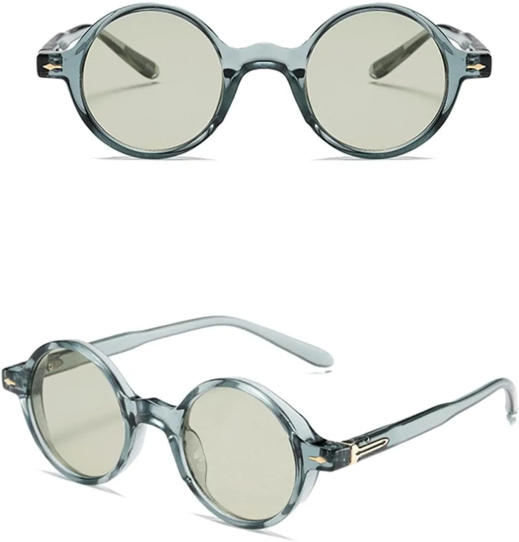 Small Round Glasses Punk Women Sunglasses Vintage Men Shades Blue Green Eyewear Uv400