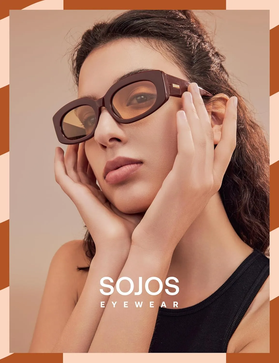 SOJOS Retro Oval Polarized Sunglasses Womens Trendy Sun Glasses Vintage Shades UV400 SJ2386