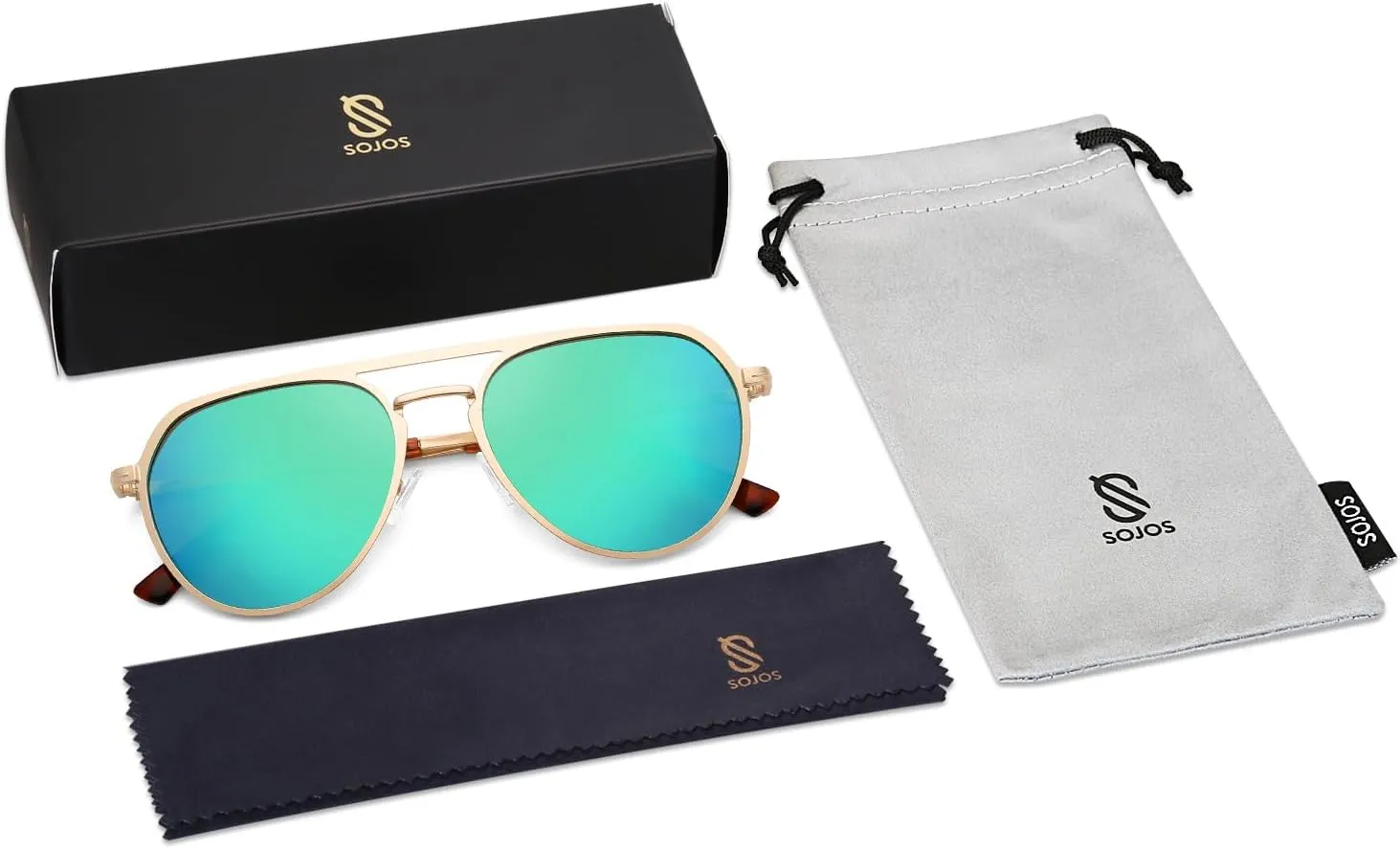 SOJOS Trendy Aviator Polarized Sunglasses for Women Men Retro Shades Classic Metal Sun Glasses SJ1204A
