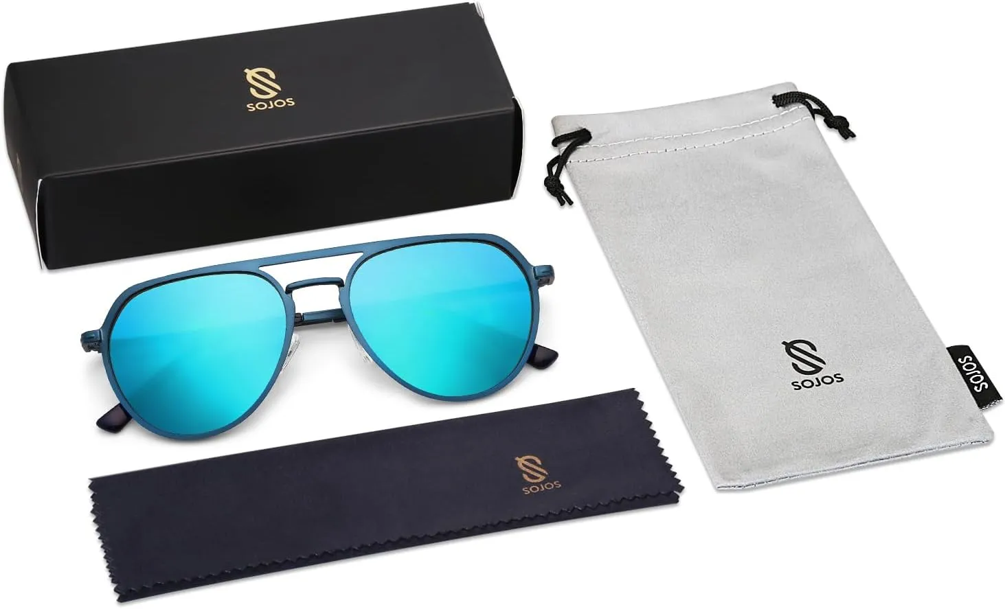 SOJOS Trendy Aviator Polarized Sunglasses for Women Men Retro Shades Classic Metal Sun Glasses SJ1204A