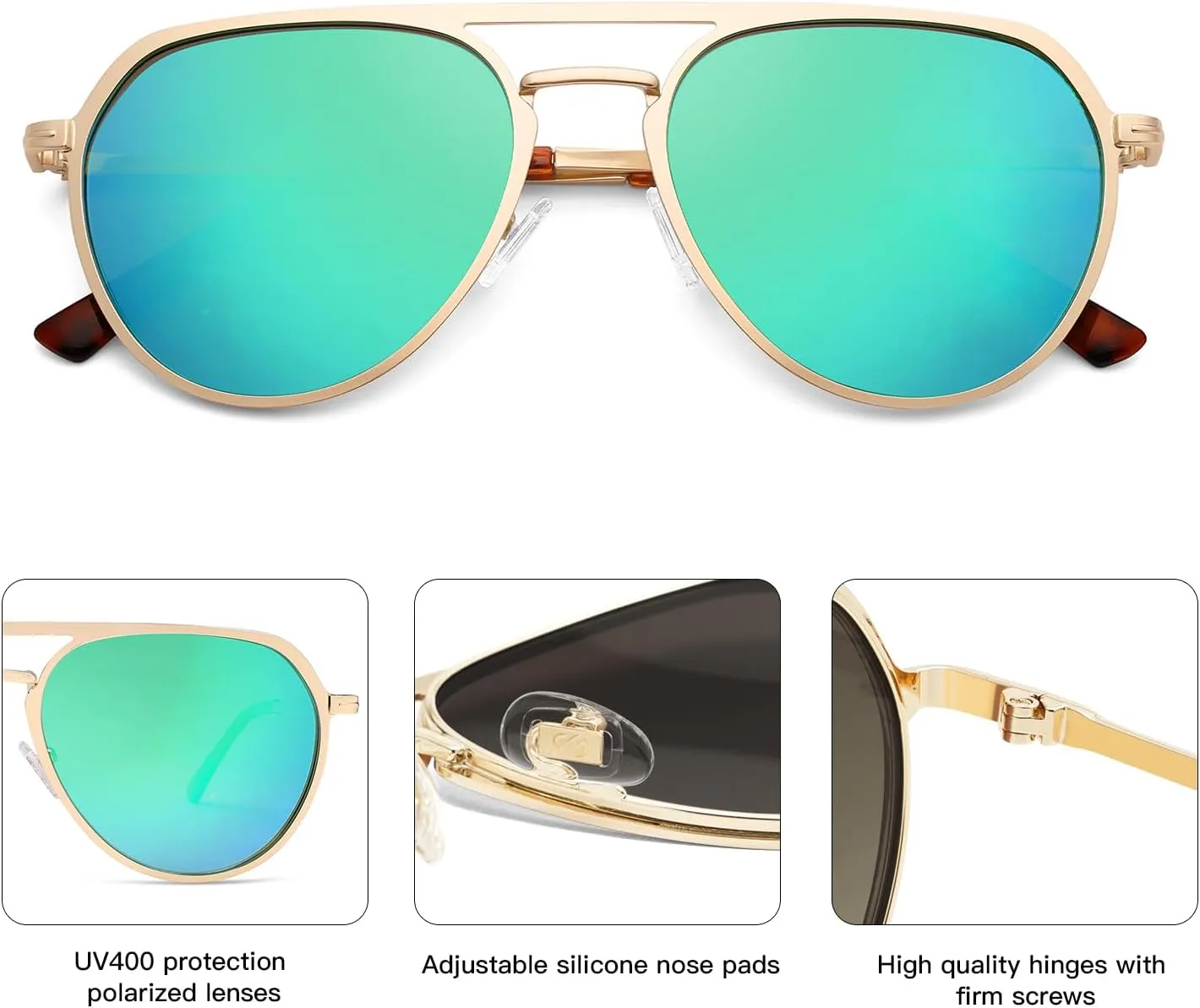 SOJOS Trendy Aviator Polarized Sunglasses for Women Men Retro Shades Classic Metal Sun Glasses SJ1204A