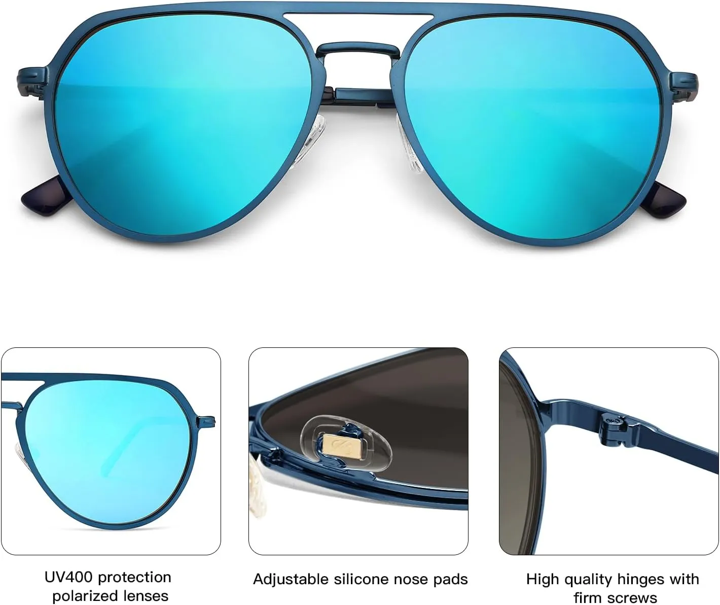 SOJOS Trendy Aviator Polarized Sunglasses for Women Men Retro Shades Classic Metal Sun Glasses SJ1204A