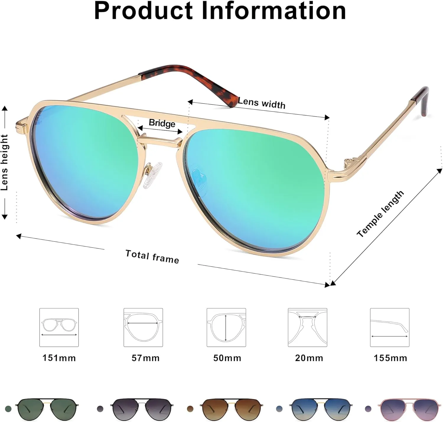 SOJOS Trendy Aviator Polarized Sunglasses for Women Men Retro Shades Classic Metal Sun Glasses SJ1204A