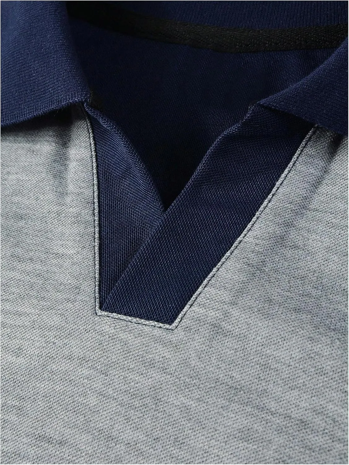 SOLY HUX Men's Color Block Shirts Collar V Neck Short Sleeve Casual Summer Work Golf Shirt