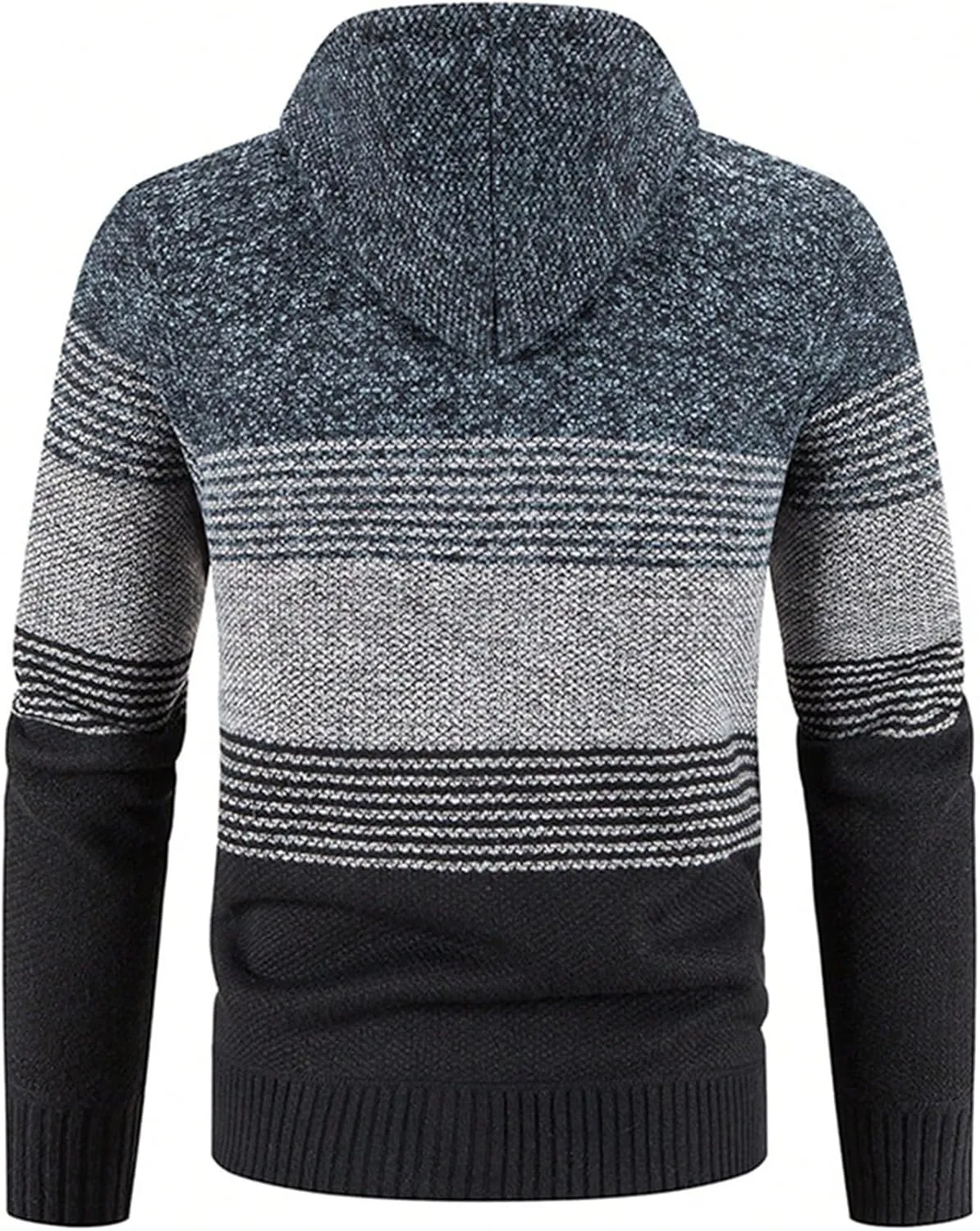 SOLY HUX Men's Zip Up Hoodies Cardigan Color Block Long Sleeve Hooded Knit Sweater Jacket