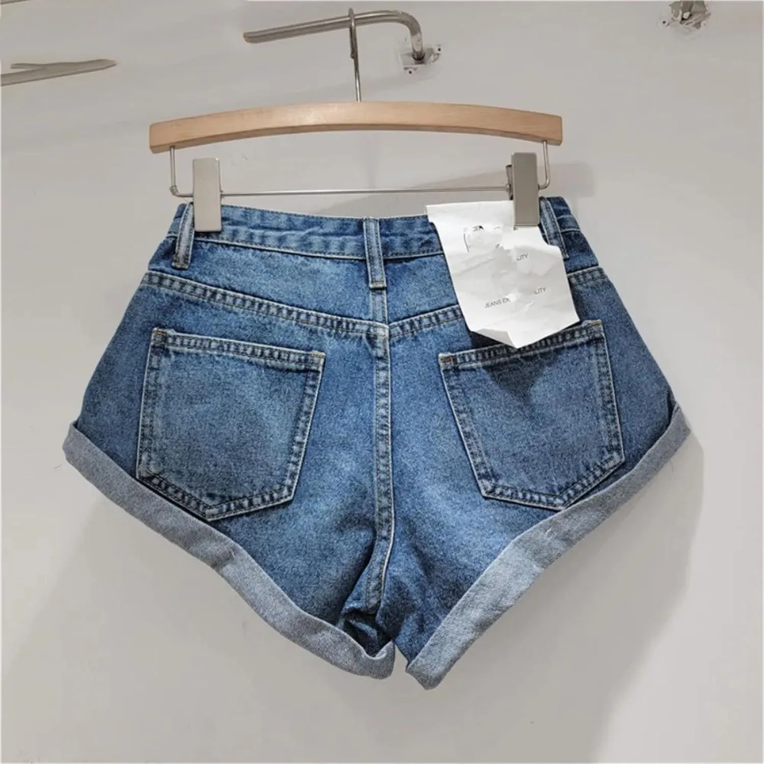 Spring Summer Vintage Light Wash Denim Shorts Women High Waist Casual Streetwear
