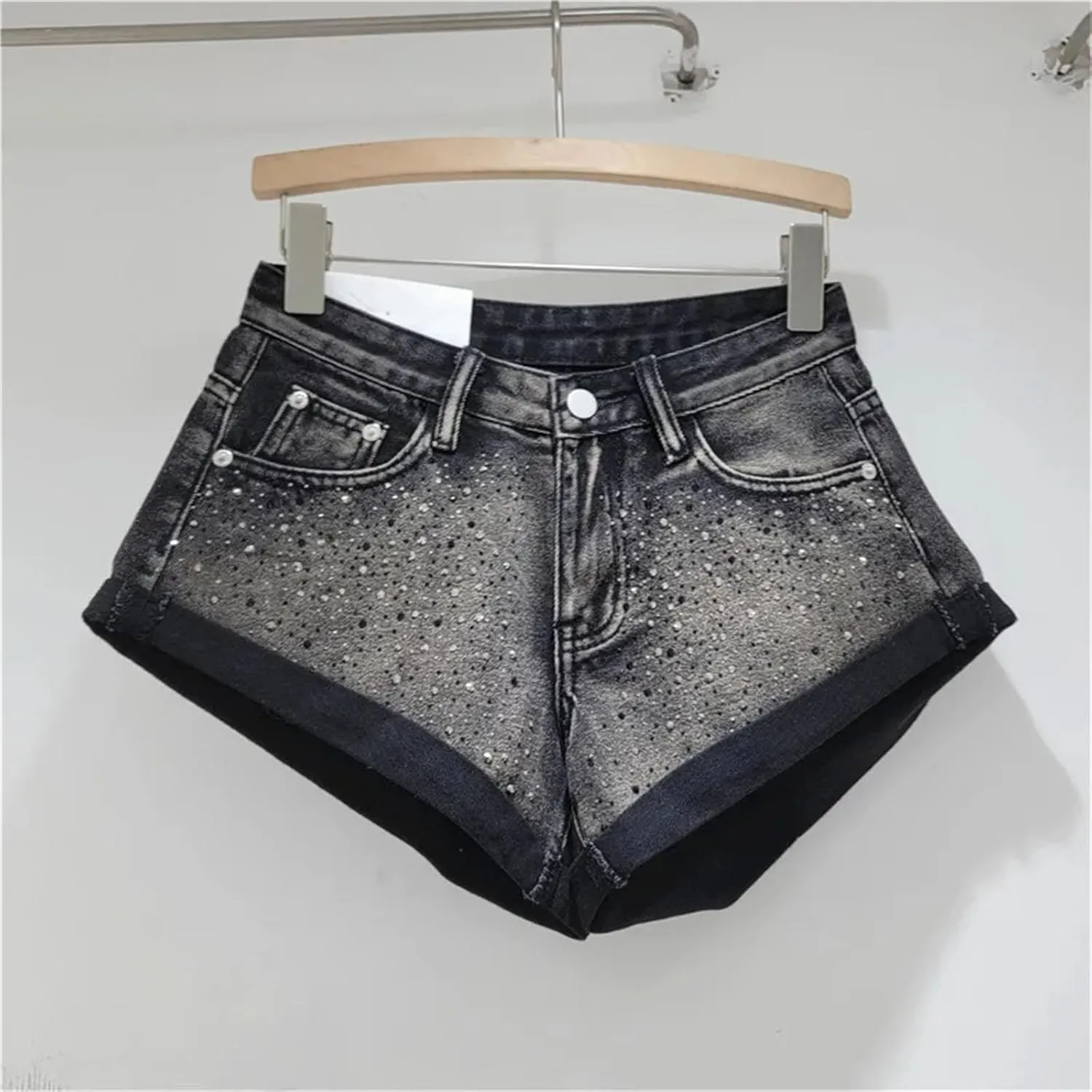 Spring Summer Vintage Light Wash Denim Shorts Women High Waist Casual Streetwear