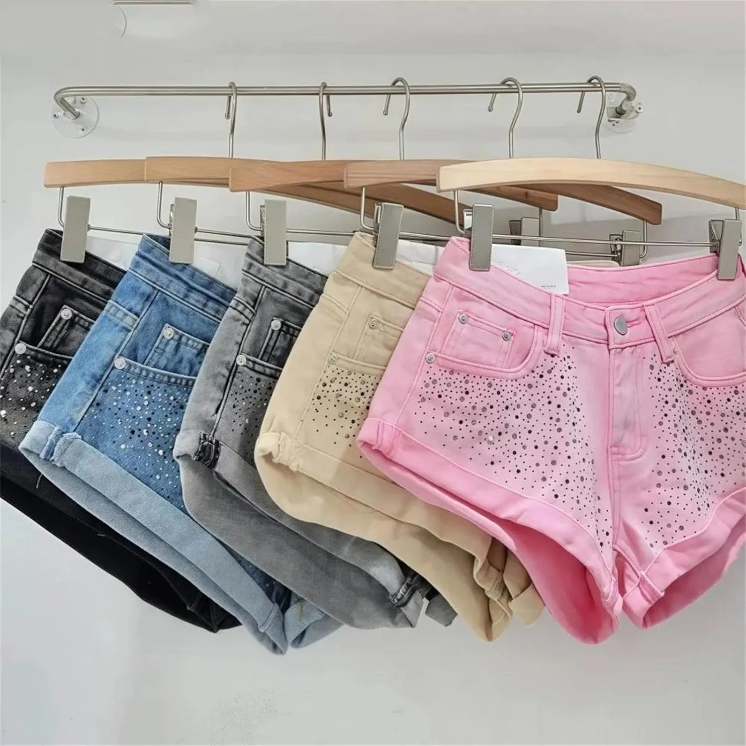 Spring Summer Vintage Light Wash Denim Shorts Women High Waist Casual Streetwear