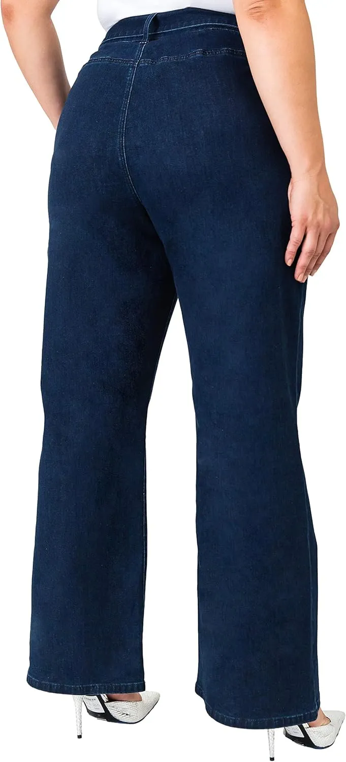 Standards & Practices Women's Plus Size Dark Stretch Denim Flare Bootcut Premium Jeans