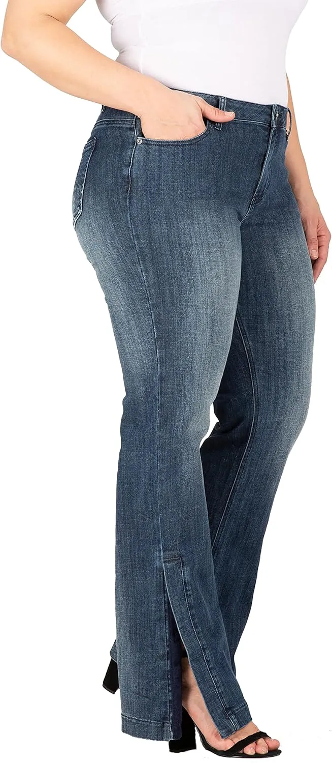 Standards & Practices Women's Plus Size Dark Stretch Denim Flare Bootcut Premium Jeans