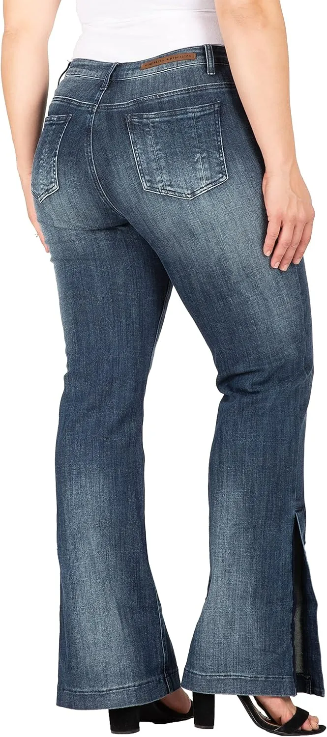 Standards & Practices Women's Plus Size Dark Stretch Denim Flare Bootcut Premium Jeans