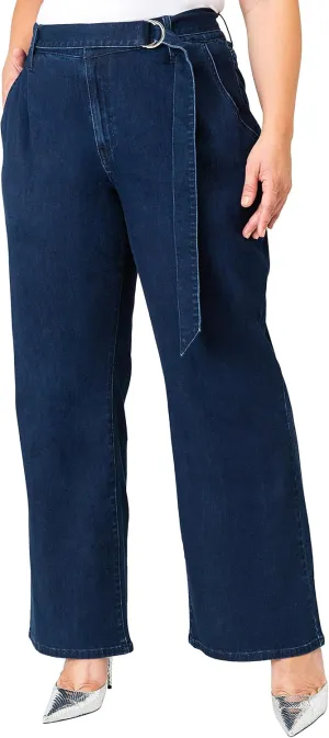Standards & Practices Women's Plus Size Dark Stretch Denim Flare Bootcut Premium Jeans