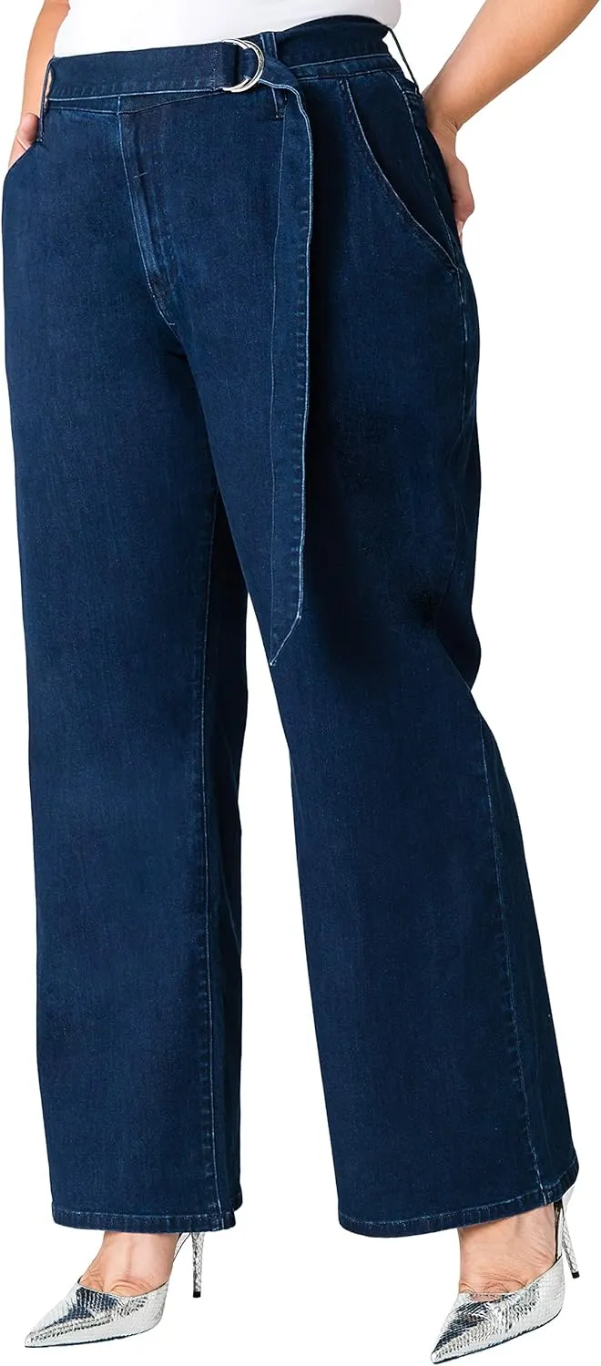 Standards & Practices Women's Plus Size Dark Stretch Denim Flare Bootcut Premium Jeans