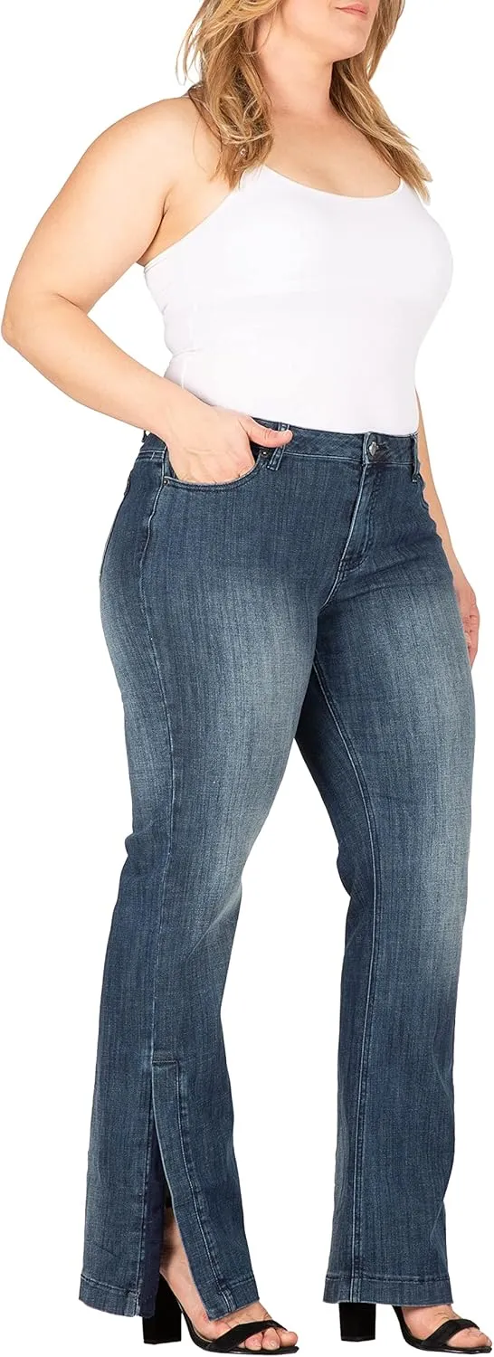 Standards & Practices Women's Plus Size Dark Stretch Denim Flare Bootcut Premium Jeans