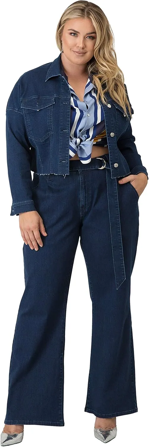 Standards & Practices Women's Plus Size Dark Stretch Denim Flare Bootcut Premium Jeans