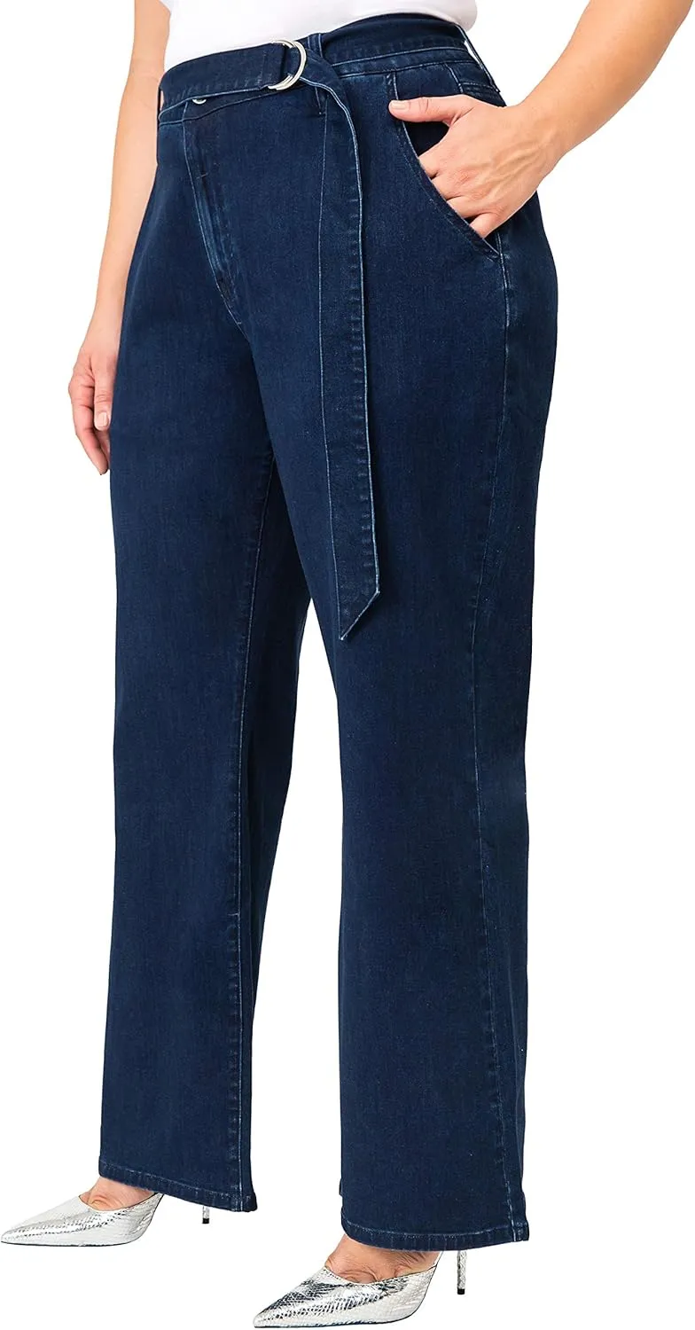 Standards & Practices Women's Plus Size Dark Stretch Denim Flare Bootcut Premium Jeans