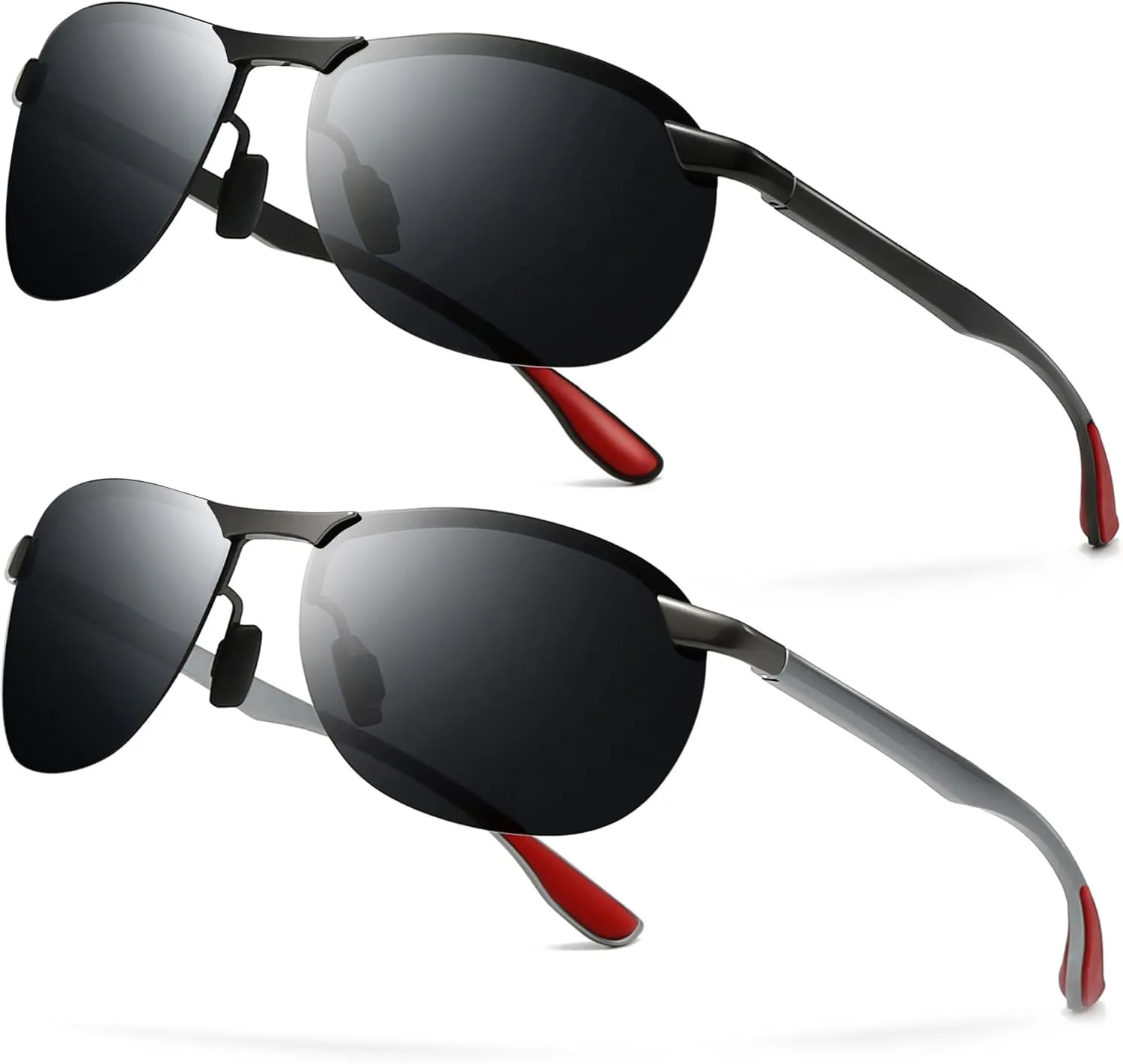 SUNGAIT Ultra Lightweight Polarized Sunglasses Men Rectangular Metal Frame with Spring Hinge
