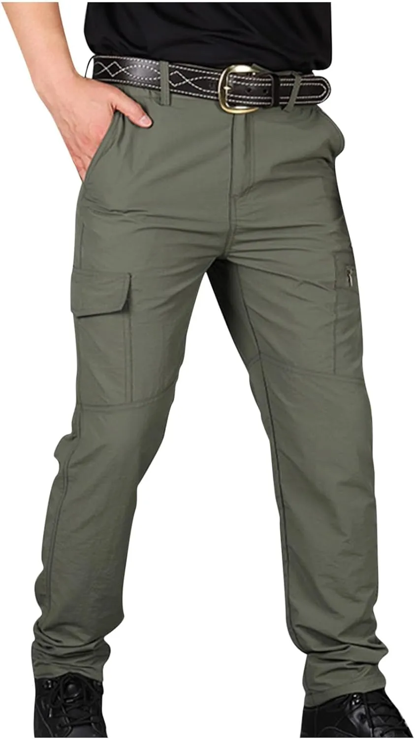 Tactical Pants for Men Stretch Big and Tall Work Pants Outdoor Hiking Pants Slim Fit Military Pants with Multi Pocket