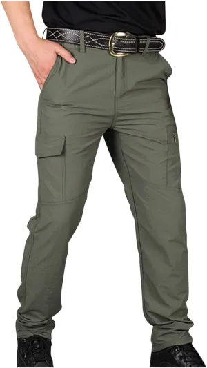 Tactical Pants for Men Stretch Big and Tall Work Pants Outdoor Hiking Pants Slim Fit Military Pants with Multi Pocket