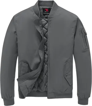 TBMPOY Men's Bomber Jacket Lightweight Winter Windbreaker Zip Up Padded Softshell Windproof Water-Resistant Casual Fall Coat
