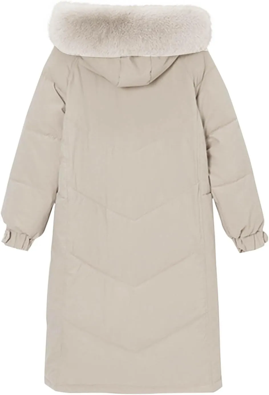 Teen Girls Heavyweight Parka Fur Hooded Thicken Trench Coats Warm Solid Color Windproof Puffer Jacket Maxi Down Coat