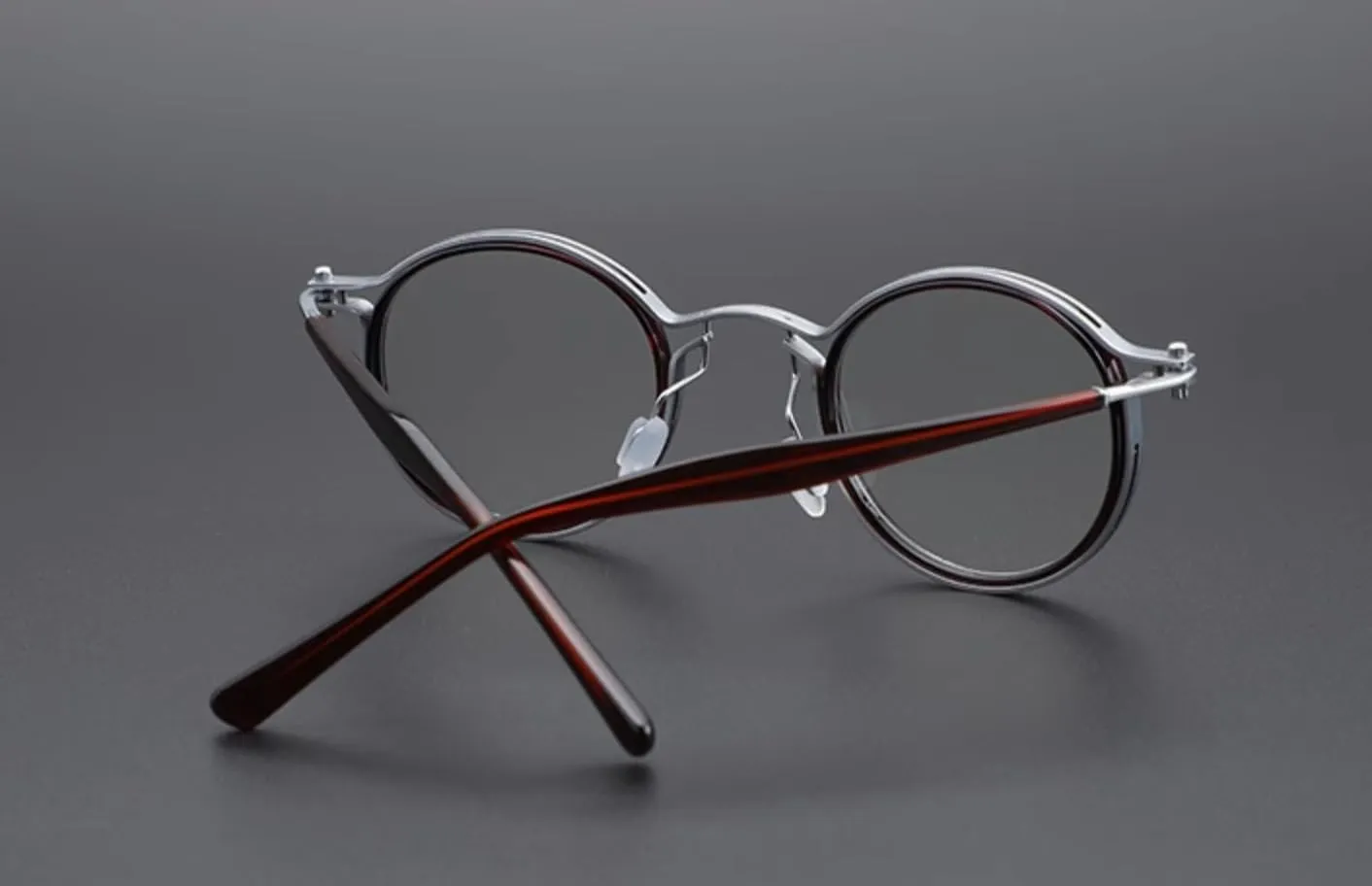 Tel Retro Oval Small Prescription Glasses Frame Man，Metal Acetate Eyeglasses 47-26-150mm