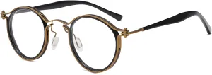 Tel Retro Oval Small Prescription Glasses Frame Man，Metal Acetate Eyeglasses 47-26-150mm