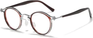 Tel Retro Oval Small Prescription Glasses Frame Man，Metal Acetate Eyeglasses 47-26-150mm