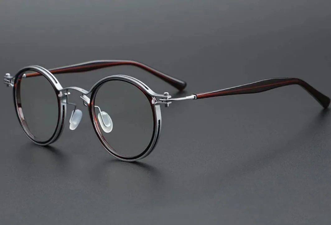 Tel Retro Oval Small Prescription Glasses Frame Man，Metal Acetate Eyeglasses 47-26-150mm