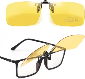 TERAISE Night vision driving glasses, Clip on Sunglasses Over Prescription Glasses Anti-Glare UV400 for Men Women Driving