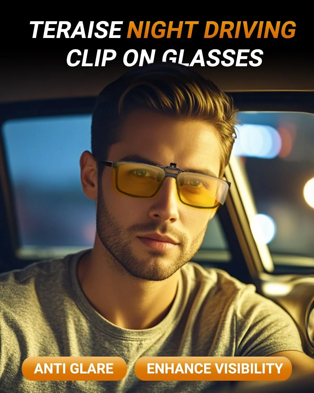 TERAISE Night vision driving glasses, Clip on Sunglasses Over Prescription Glasses Anti-Glare UV400 for Men Women Driving