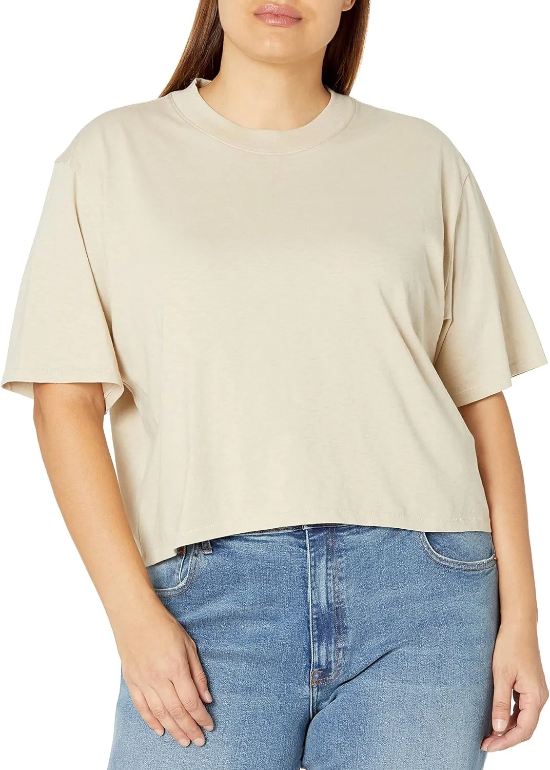 The Drop Women's Sydney Short-Sleeve Cropped Crew Neck T-Shirt