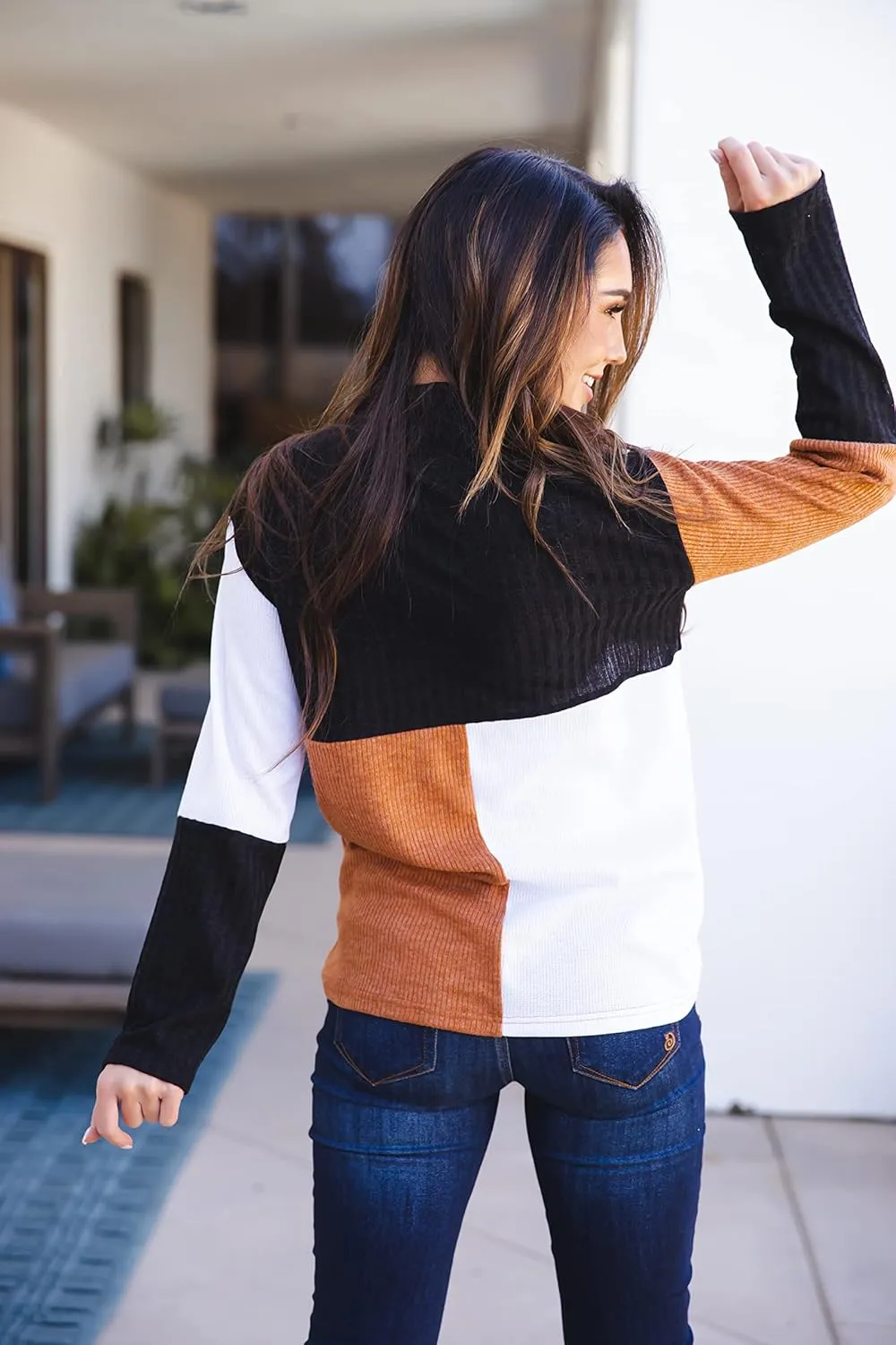 Tickled Teal Women's Long Sleeve Casual Loose Sweater Outerwear