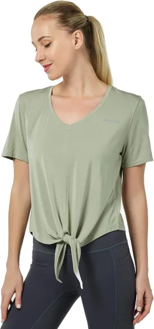 Tie Front Womens T Shirts, Short Sleeves V Neck Tee Tops Athletic Workout Gym Yoga Sweatshirts