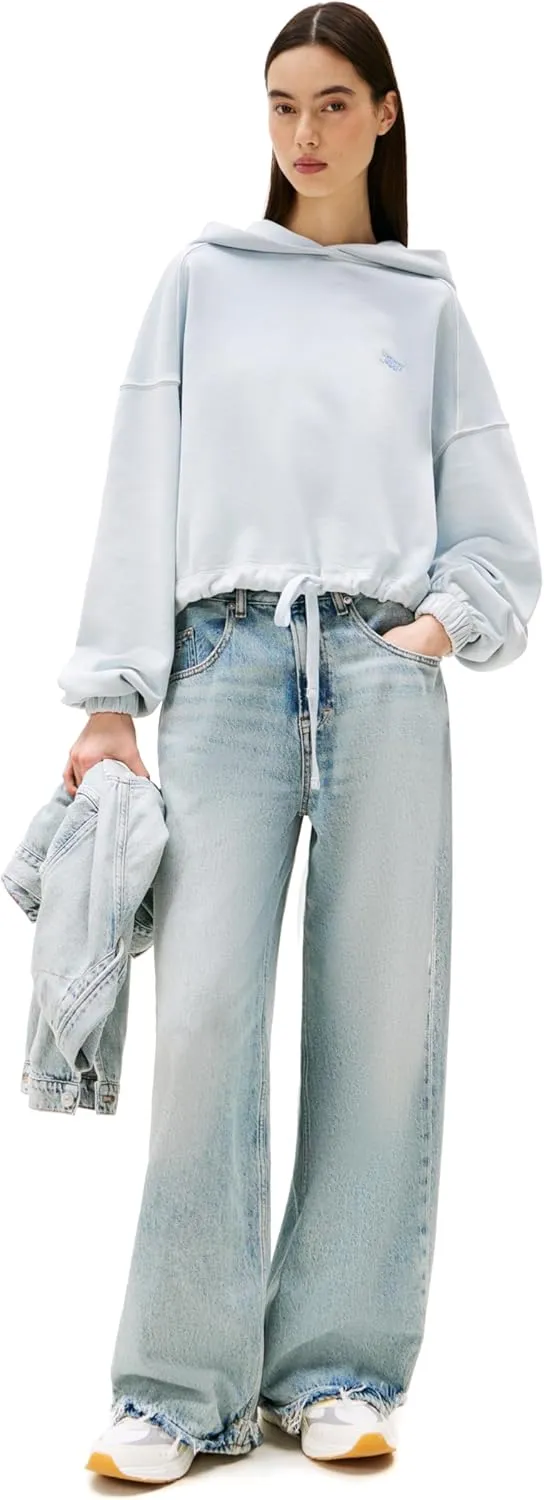 Tommy Jeans Women's Medium Weight Cropped Hoodies with Front Tie Detail