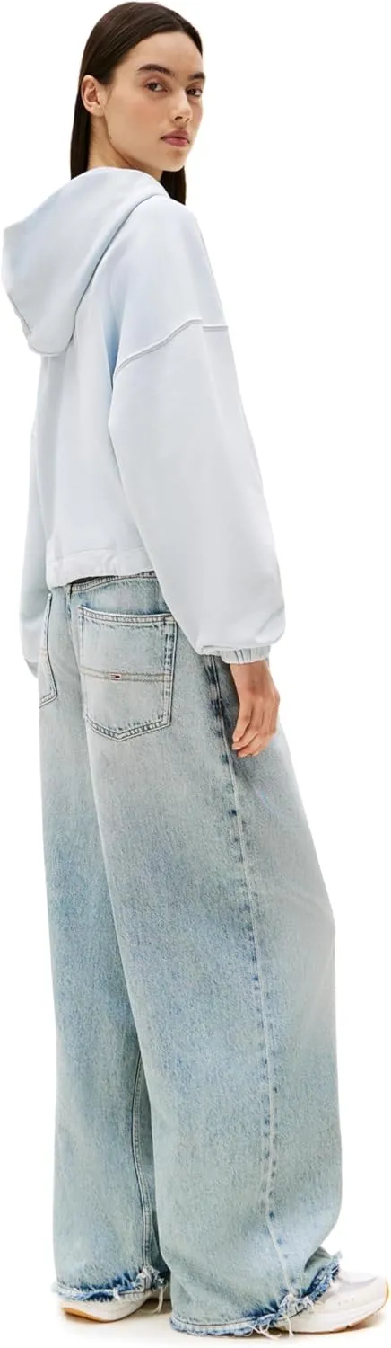 Tommy Jeans Women's Medium Weight Cropped Hoodies with Front Tie Detail