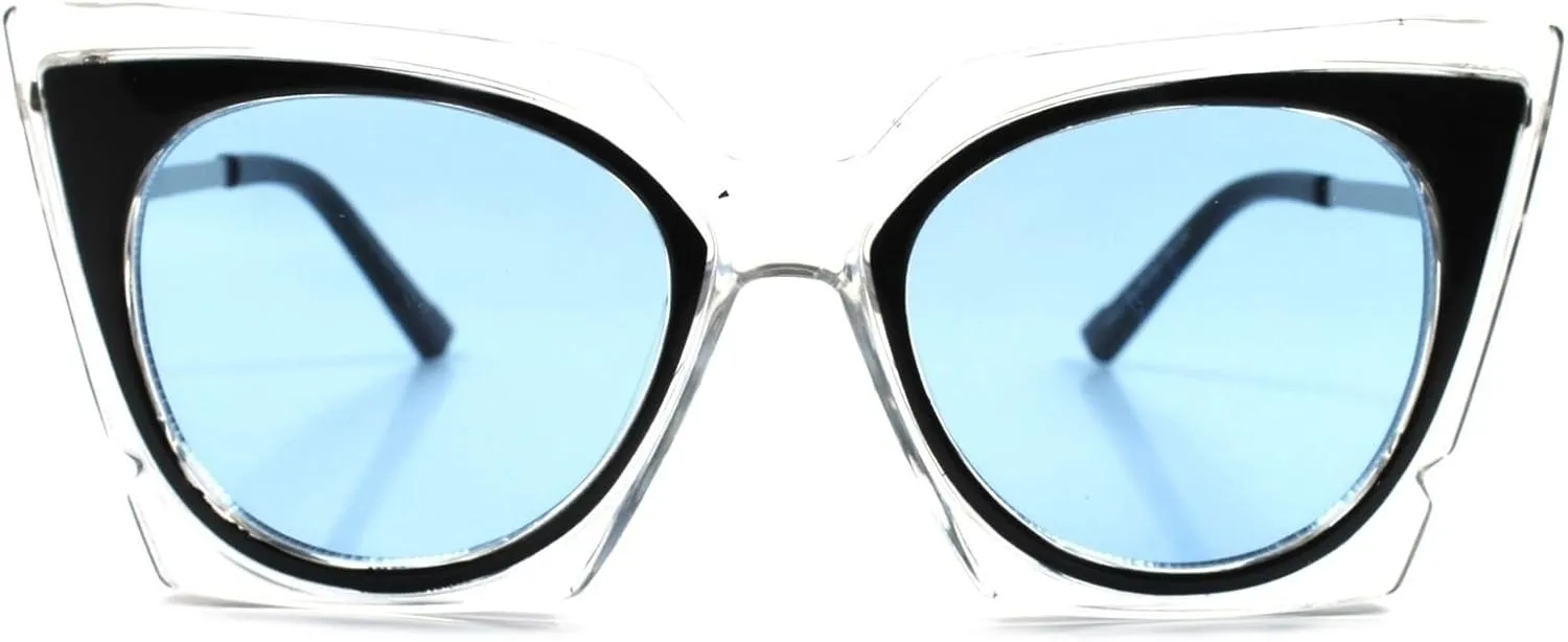 Transparent Frame Lens Stylish Womens Classic Vintage Cat Eye Sunglasses