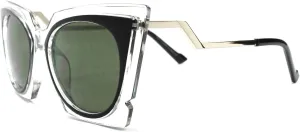 Transparent Frame Lens Stylish Womens Classic Vintage Cat Eye Sunglasses