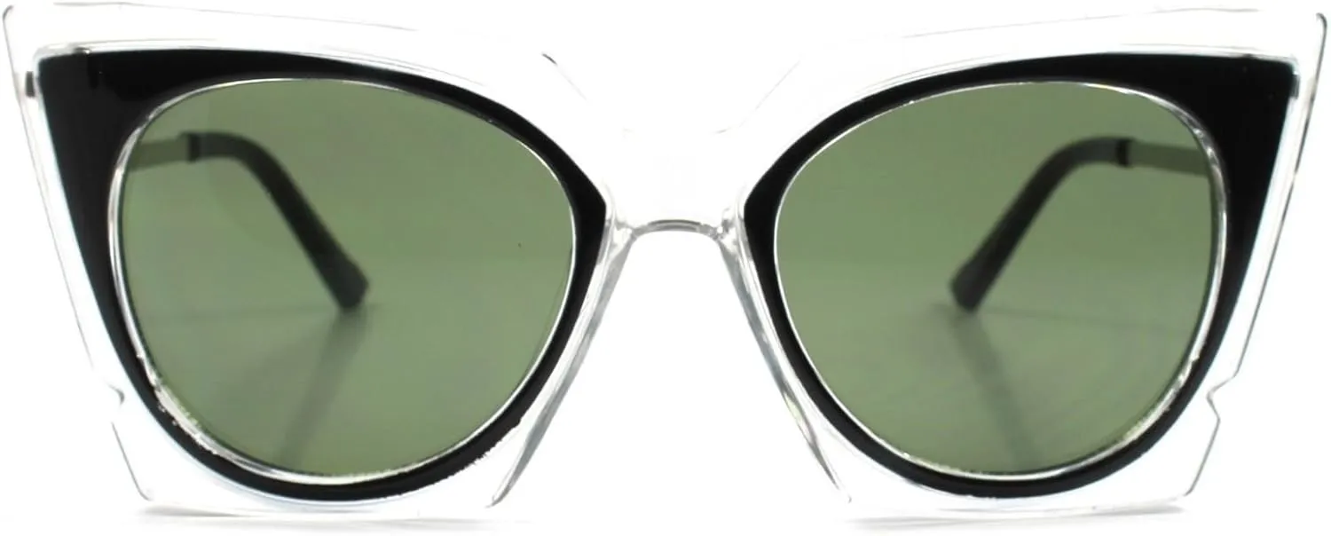 Transparent Frame Lens Stylish Womens Classic Vintage Cat Eye Sunglasses
