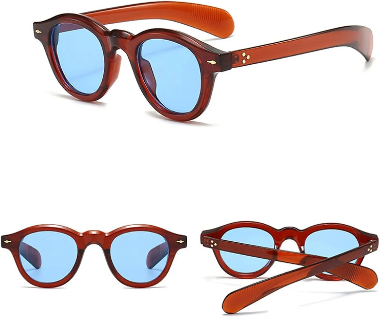 Trendy Rivet Sunglasses for Women Retro Oval Outdoors Sunscreen Men CasualTravel