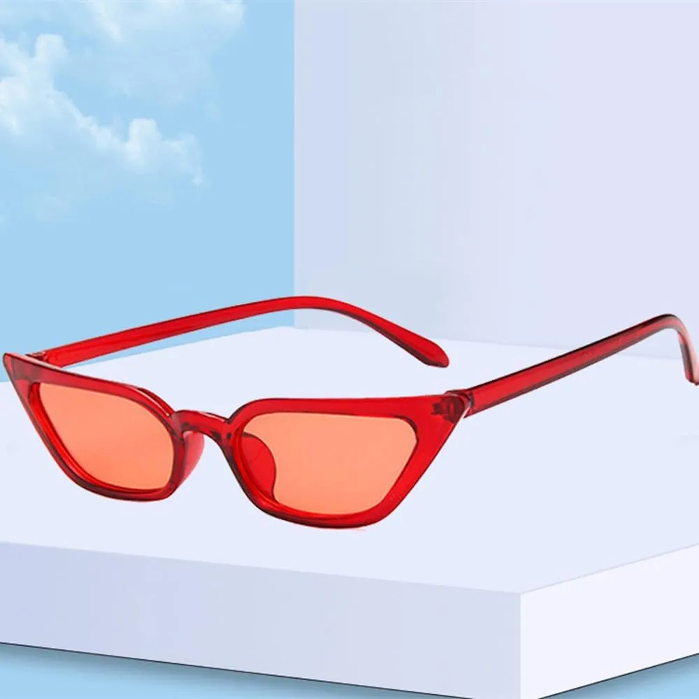 Trendy Small Cat Eye Sunglasses For Women Sexy Transparent Red Sun Glasses Women Vintage UV400 Eyeglasses